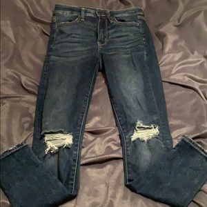 High waisted rip jeans